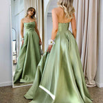 Paola Strapless Gown - Pistachio