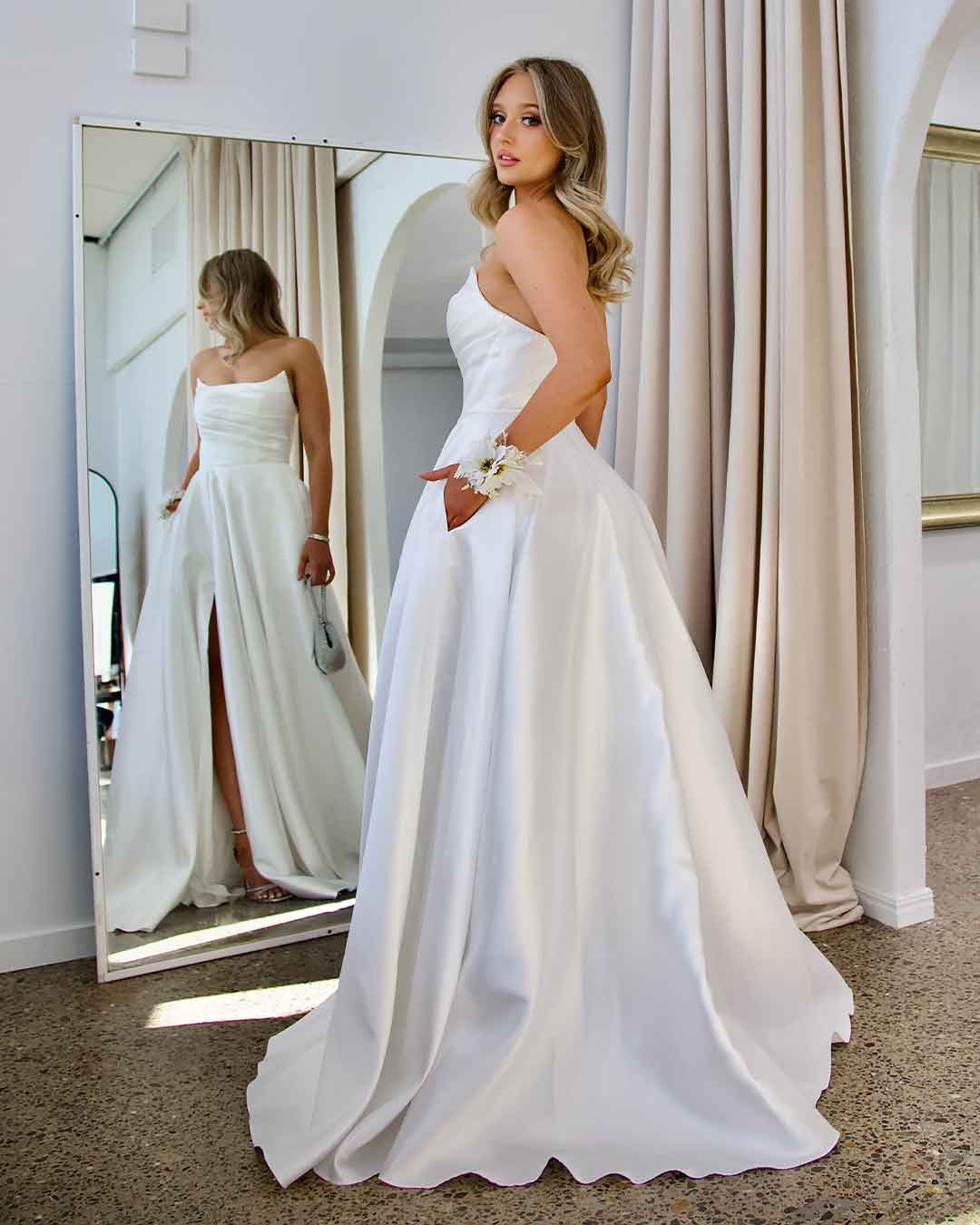 Paola Strapless Gown - White