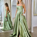 Paola Strapless Gown - Pistachio