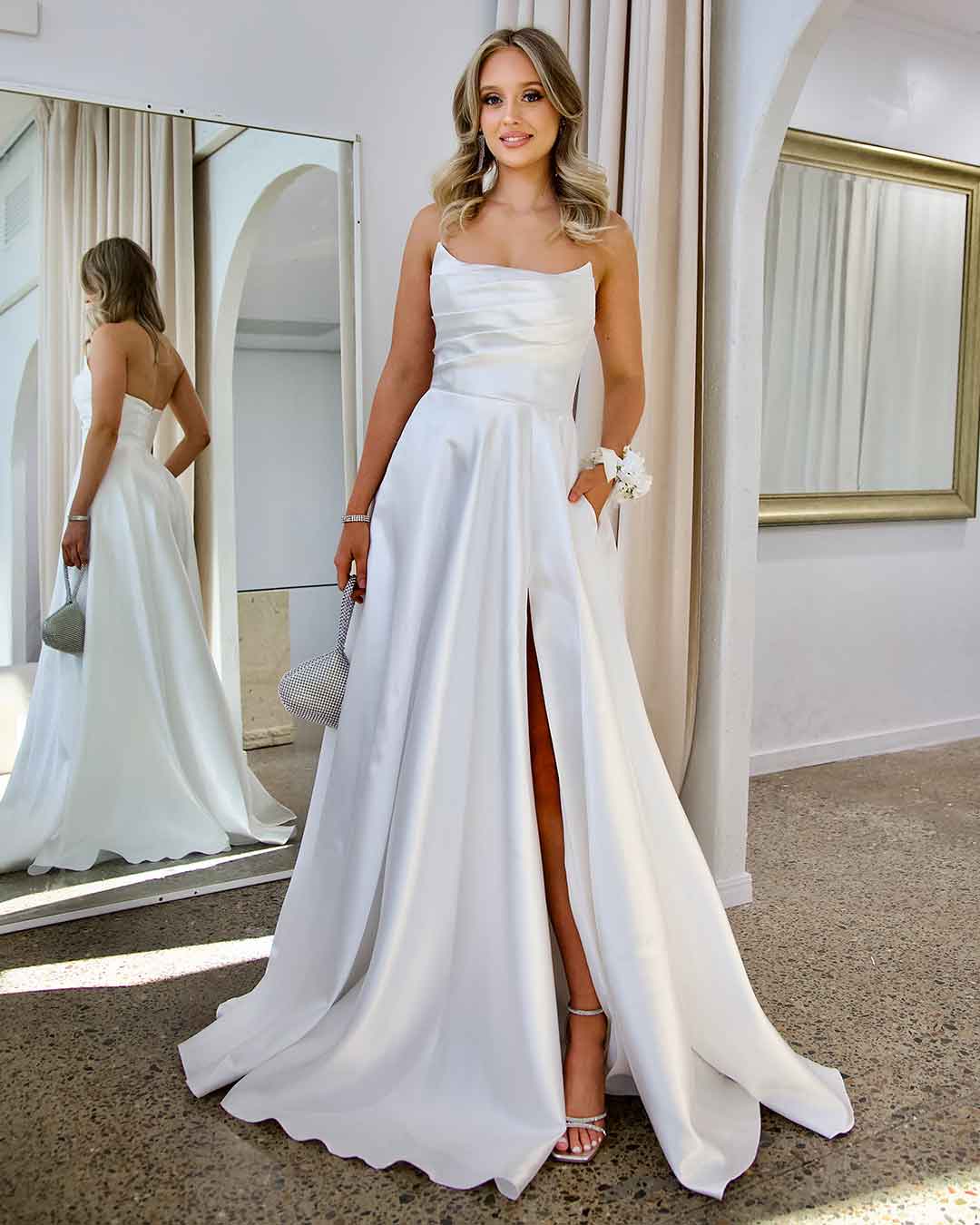 Paola Strapless Gown - White