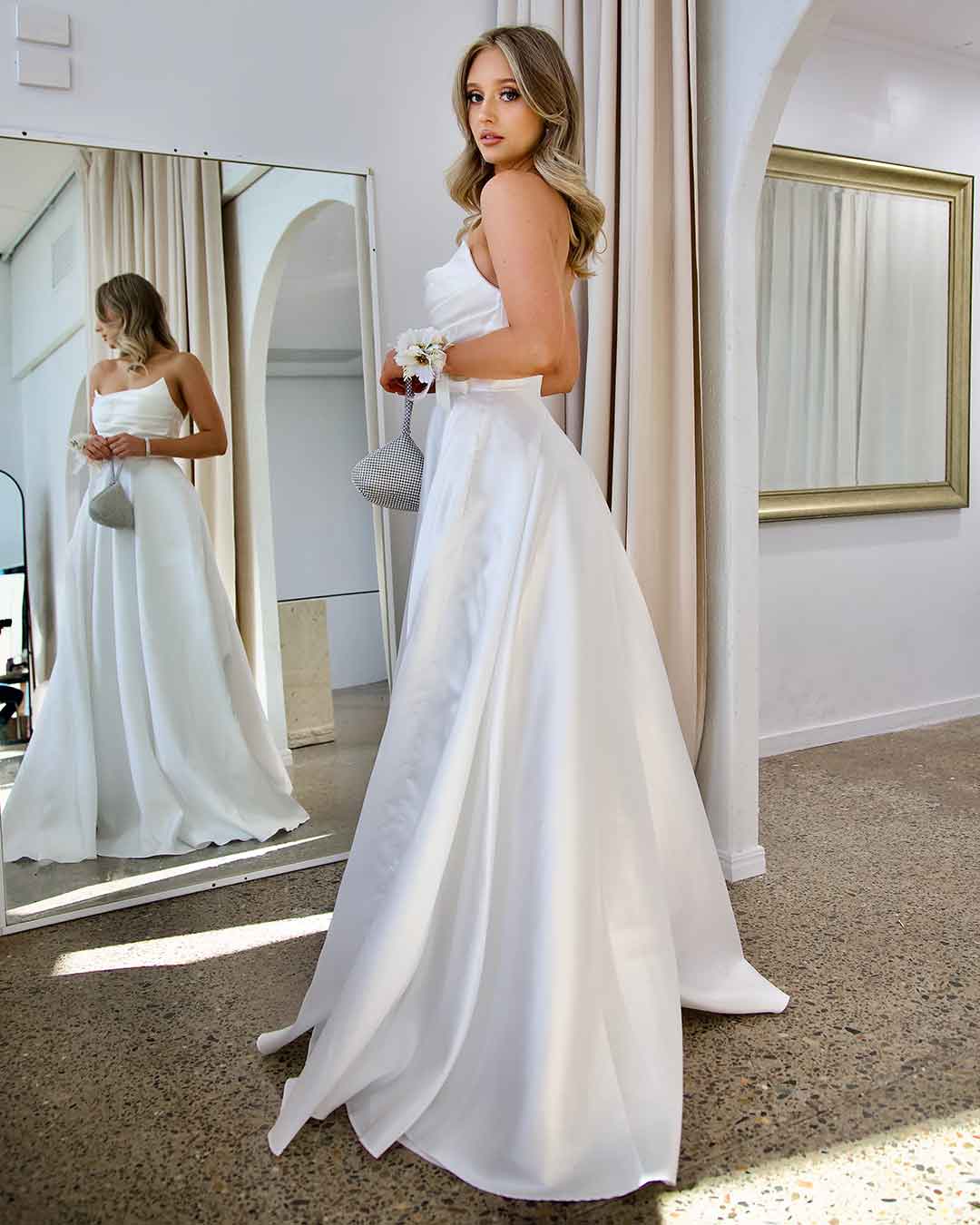 Paola Strapless Gown - White