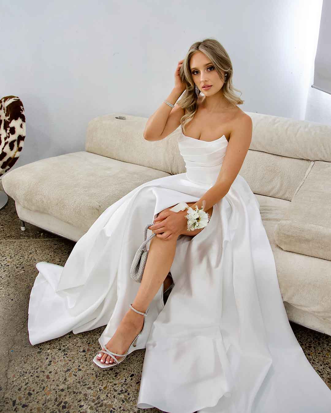 Paola Strapless Gown - White