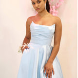 Paola Strapless Gown - Light Blue