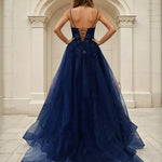 Patrice Corset Formal Ball Tulle Gown Navy