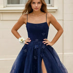 Patrice Corset Formal Ball Tulle Gown Navy
