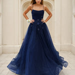 Patrice Corset Formal Ball Tulle Gown Navy