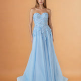 Paula Corset Tulle Ball Gown Pastel Blue Front