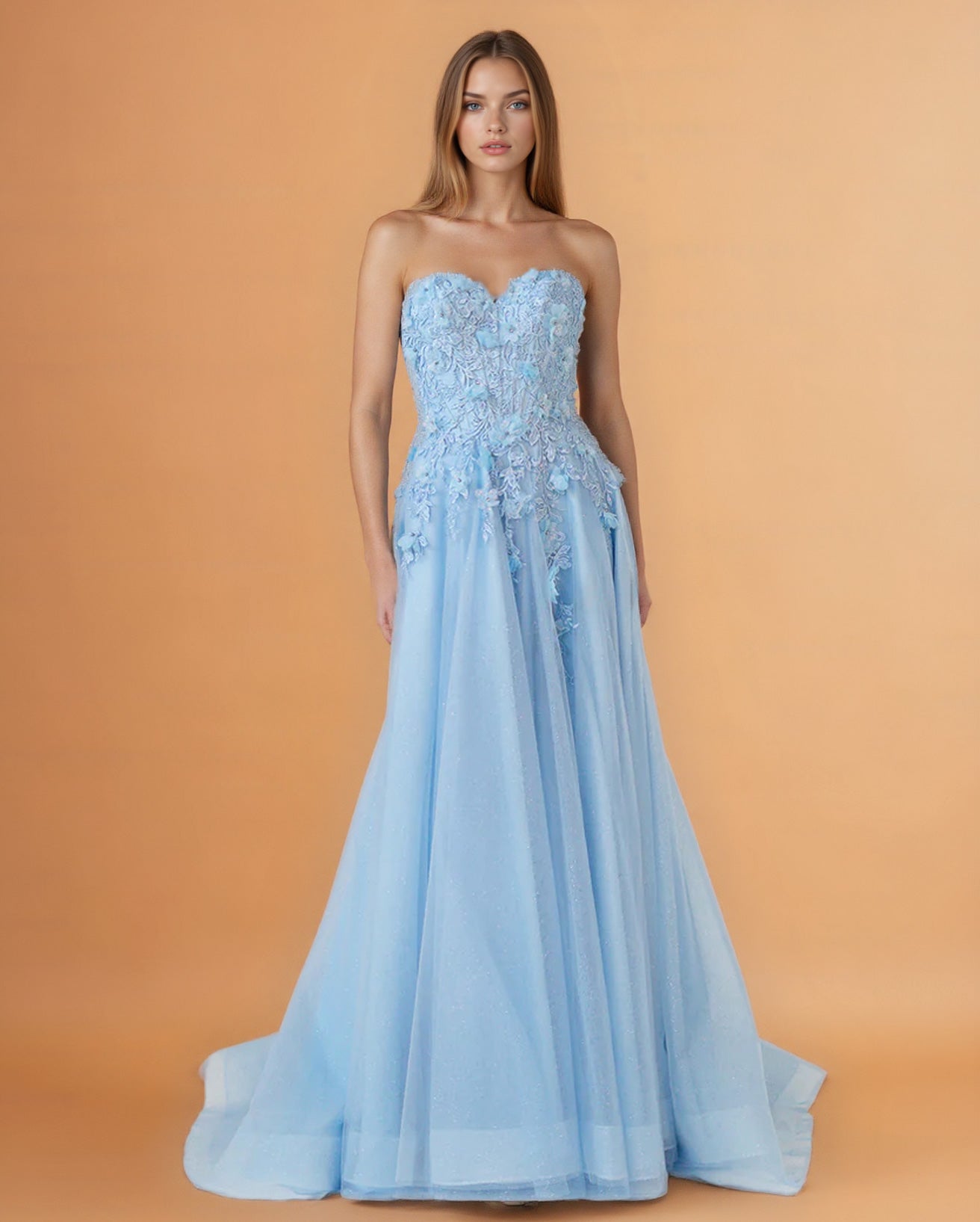 Paula Corset Tulle Ball Gown Pastel Blue Front