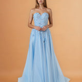 Paula Corset Tulle Ball Gown Pastel Blue Front 2