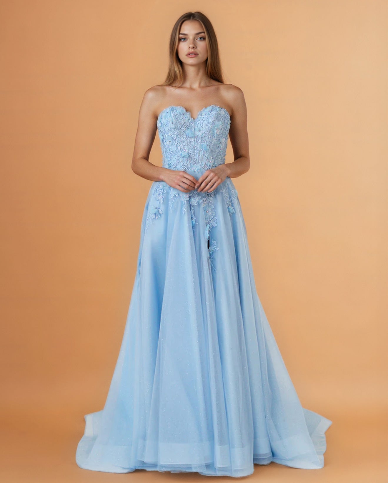 Paula Corset Tulle Ball Gown Pastel Blue Front 2