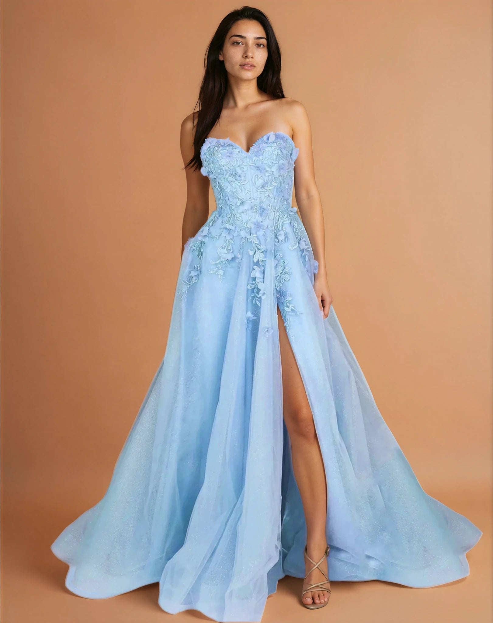 Paula Corset Tulle Ball Gown Pastel Blue Front