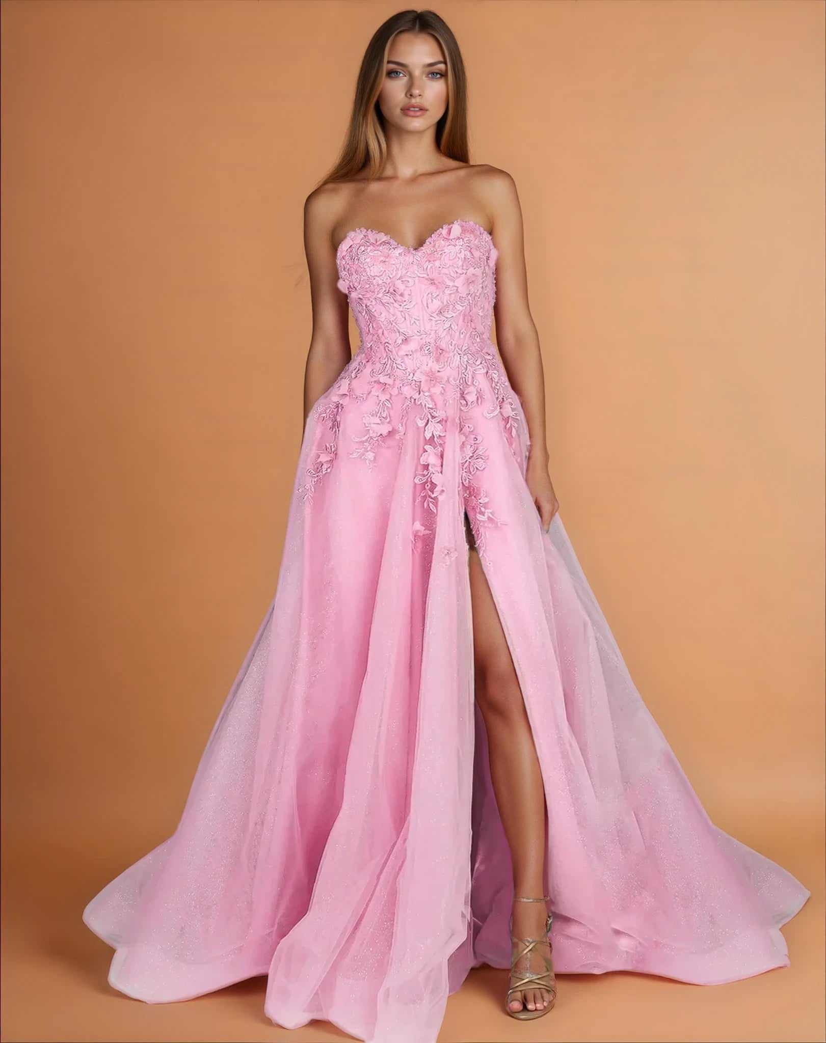 Paula Corset Tulle Ball Gown Soft Pink Front