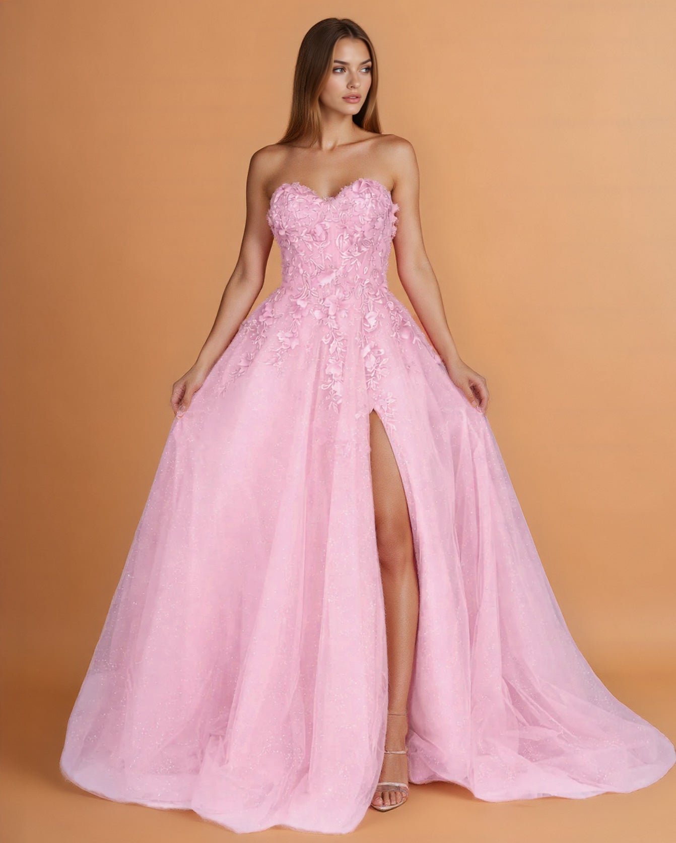 Paula Corset Tulle Ball Gown Soft Pink Front