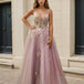 Persephone Floral Tulle Formal Gown - Mauve Front