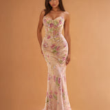 Phoebe Floral Corset Gown Nude Front