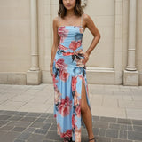 Phoenix Maxi Blue Floral Dress Front