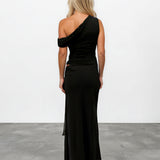 Pilar One Shoulder Maxi Dress Black back