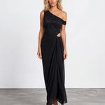 Pilar One Shoulder Maxi Dress Black front