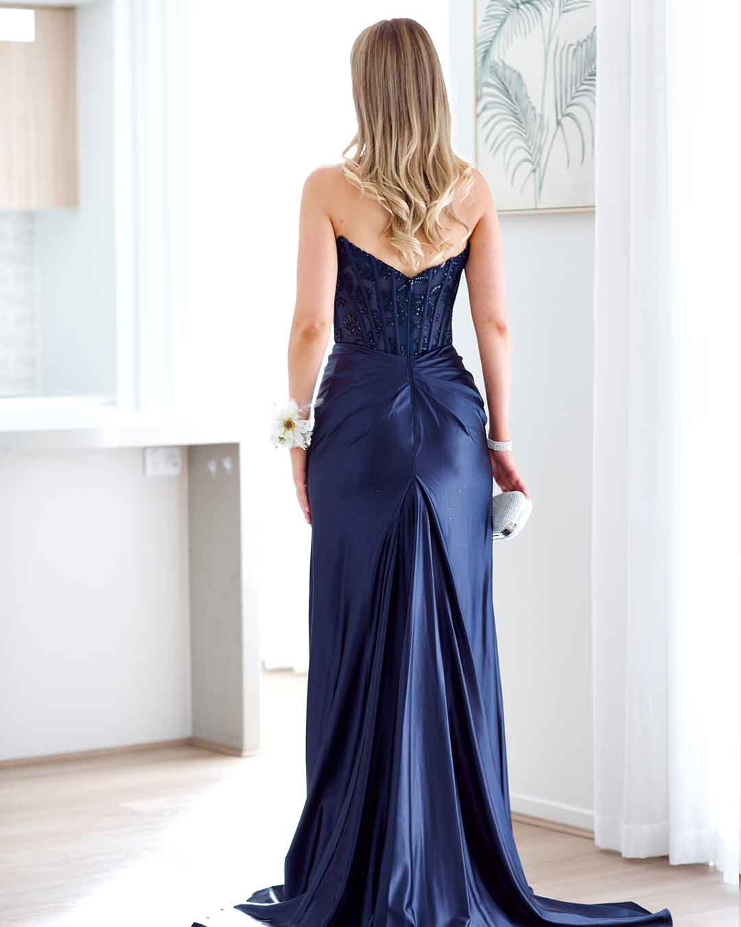 Pixie Corset Lace Gown - Navy