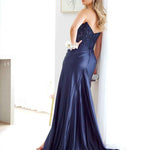 Pixie Corset Lace Gown - Navy