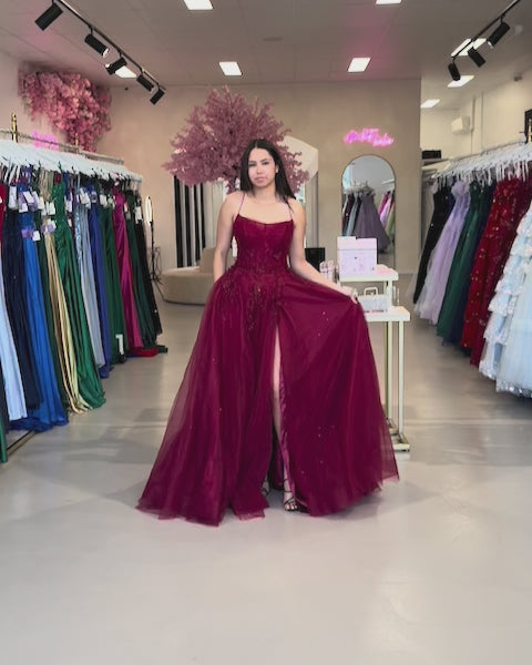 Patrice Corset Tulle Gown Wine Video