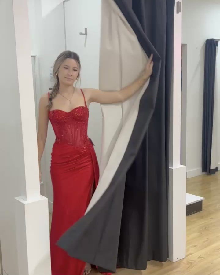 Morgana Corset Gown - Red Video