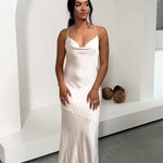 Cindy Satin Maxi Dress - Champagne