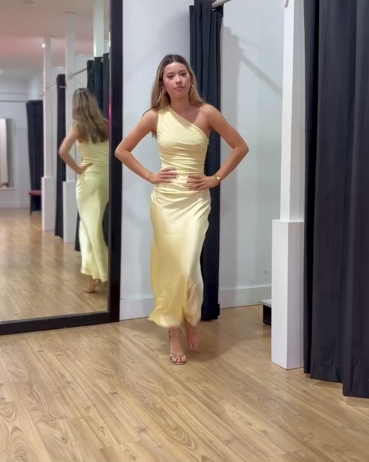 Sky One Shoulder Midi Dress Butter Video