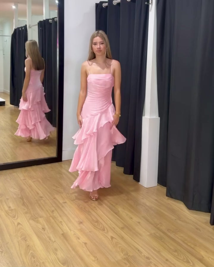Clover Layered Maxi Dress Baby Pink Video