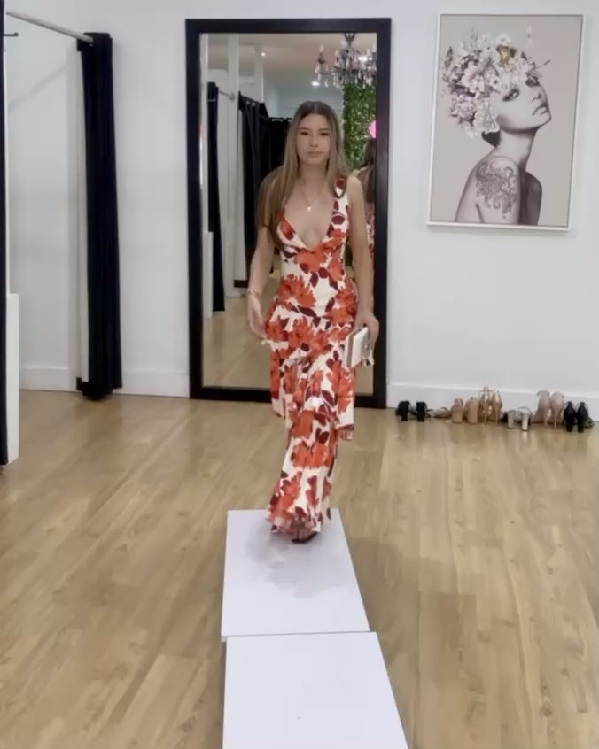 Bella Maxi Dress Orange Print Video