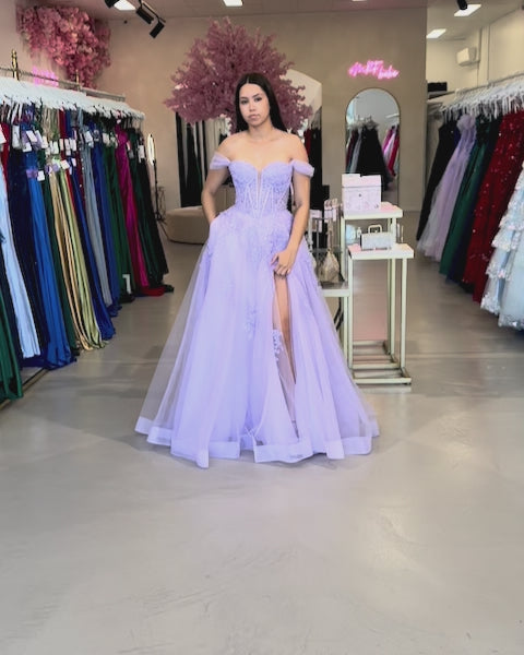 Liliane Embroidered Corset Tulle Gown Lilac Video