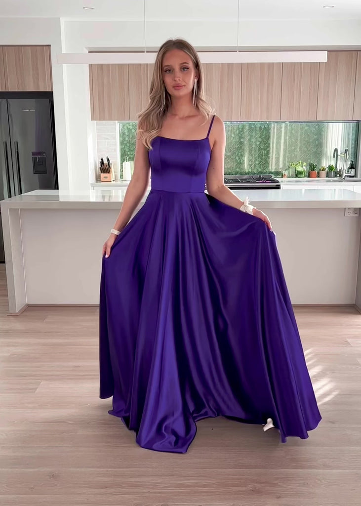 Zahara Satin Gown - Purple