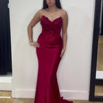 Niki Corset Satin Formal Gown - Ruby Video