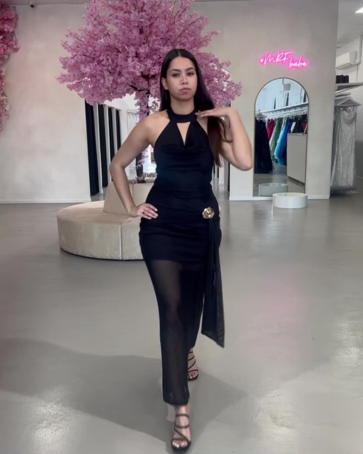 Pandora Halterneck Maxi Dress Black Video