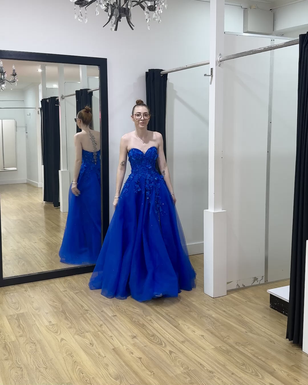 Paula Corset Tulle Ball Gown - Cobalt Video