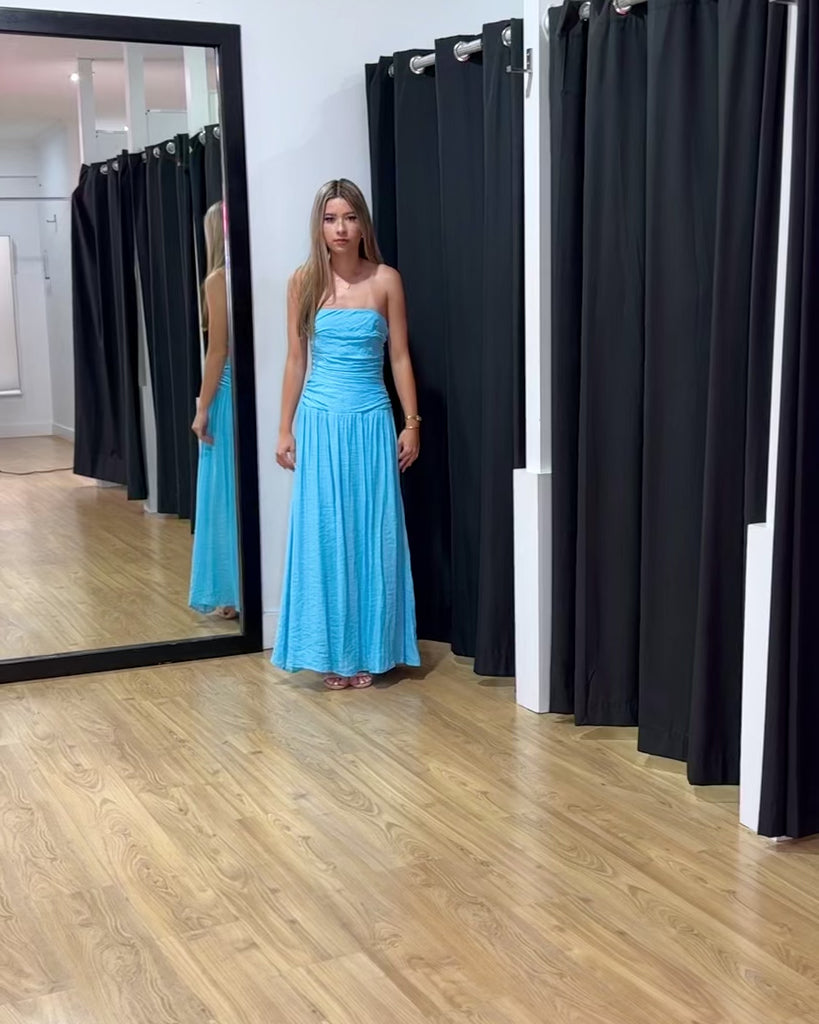 Leonie Strapless Maxi Dress - Blue - Video 