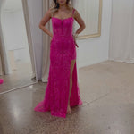 Riley Corset Lace Gown - Fuchsia