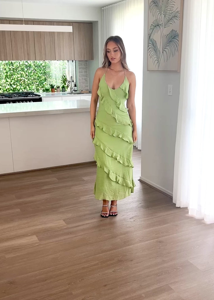 Jolene Ruffle Maxi Dress - Green