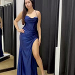 Darlia Glitter Corset Fitted Gown Formal Navy video
