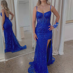 Riley Corset Lace Gown - Royal Blue