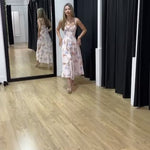 Lucca Maxi Dress Peach/Blue Print Video
