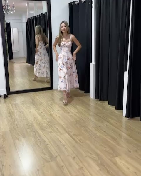 Lucca Maxi Dress Peach/Blue Print Video