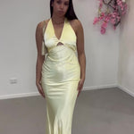 Skye Maxi Halter Neck Dress - Yellow Video