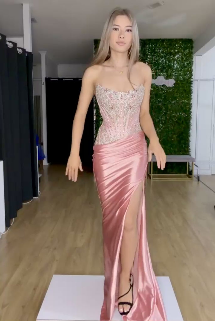 Romana Corset Gown Dusty Rose Front