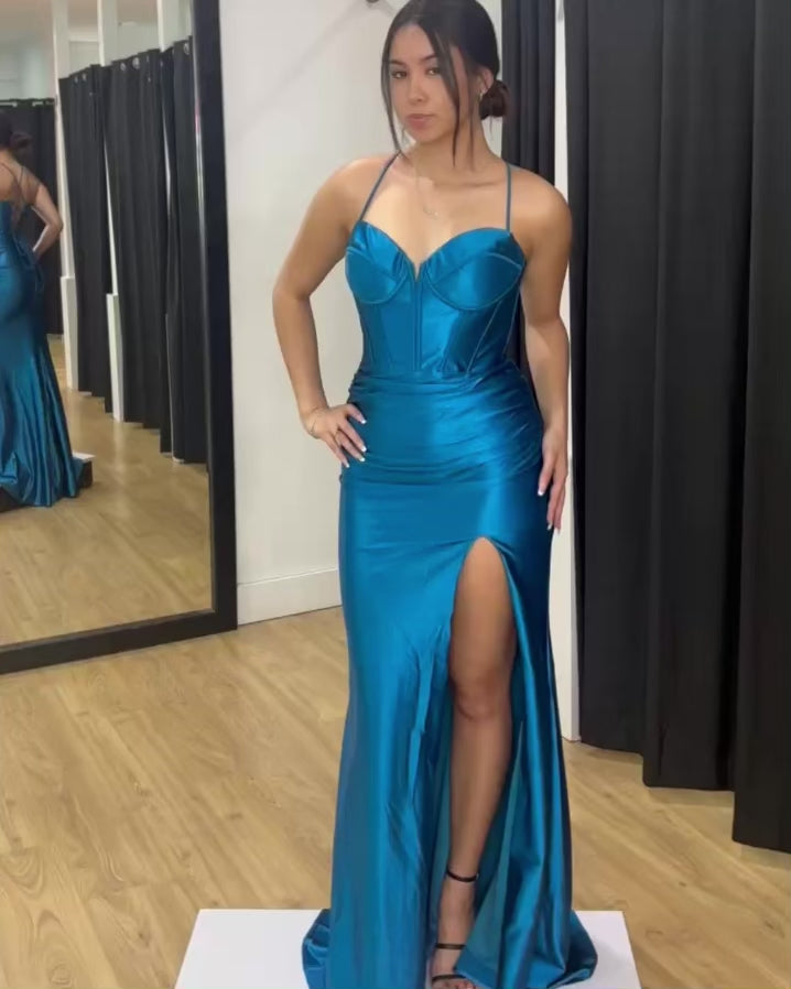 Nicolla Corset Formal Gown - Teal Video