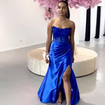 Madeline Corset Satin Gown - Cobalt Blue Video