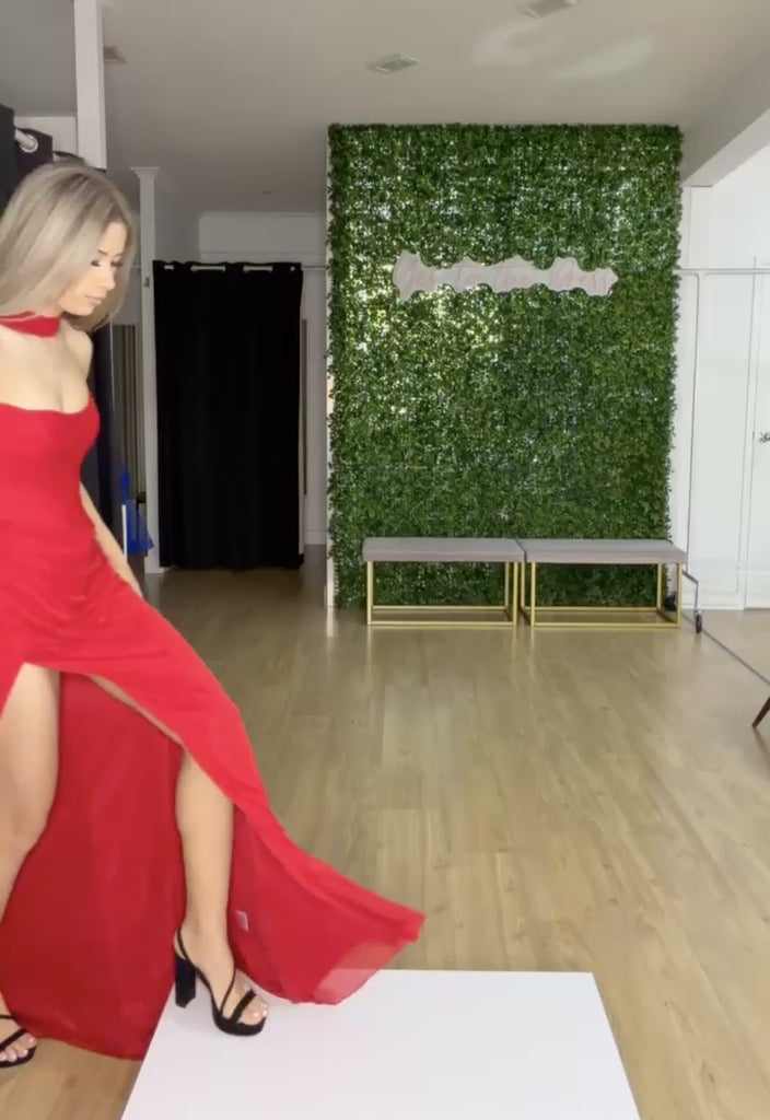 Clarissa Chiffon Corset Gown Red Video