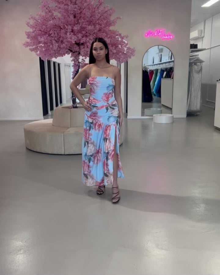 Phoenix Maxi Blue Floral Dress Video