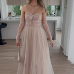 Jasmine Corset Tulle Gown - Blush