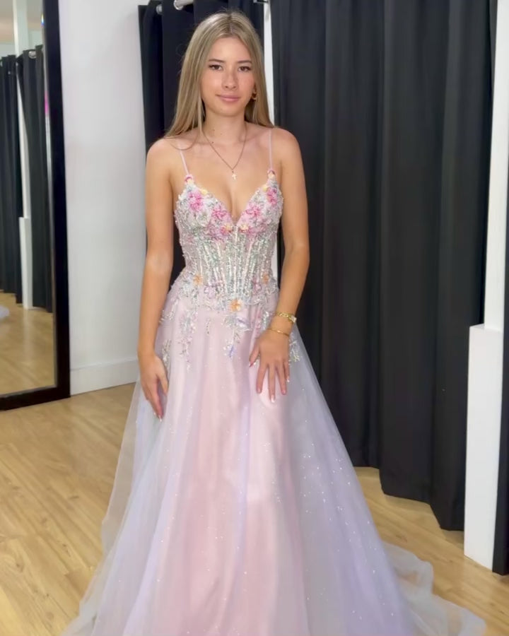Aphrodite Floral Tulle Gown Formal Dress Light Pink Video